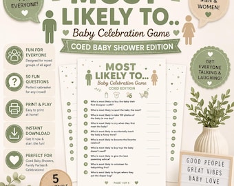 Coed Baby Shower Game Printable, Most Likely To Baby Shower Game, Fun Coed Party Activity, Instant Download PDF, Baby Shower Printable