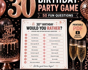 30th Birthday Party Game Printable, Fun 30th Birthday Activity, Birthday Icebreaker Game, Instant Download PDF