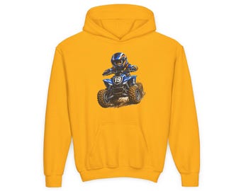 Sudadera con capucha Nelmgerian MX Kids Wheelie Quad / Sudadera juvenil de motocross / Sudadera con capucha de carreras de motos de cross y ATV / Ropa MX para niños / Regalo para pilotos