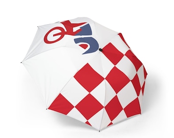 Paraguas Nelmgerian MX rojo a cuadros / Paraguas de lluvia con bandera de carreras / Paraguas compacto estilo motocross