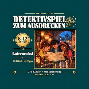 Printable Detective Game for Kids Ages 8–12 – Lantern Festival, German PDF