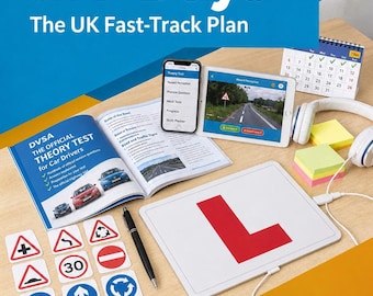 Theorie-examen in 7 dagen - Fast-Track Plan voor het VK - Gevarenperceptie - Uitgewerkt voorbeeld - Verkeersborden - Oefentoets - Digitale pdf en ePub-download