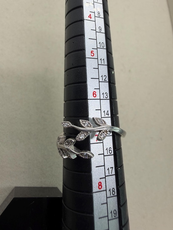 Sterling Silver Leaf Ring 925 Signed Adjustable S… - image 9