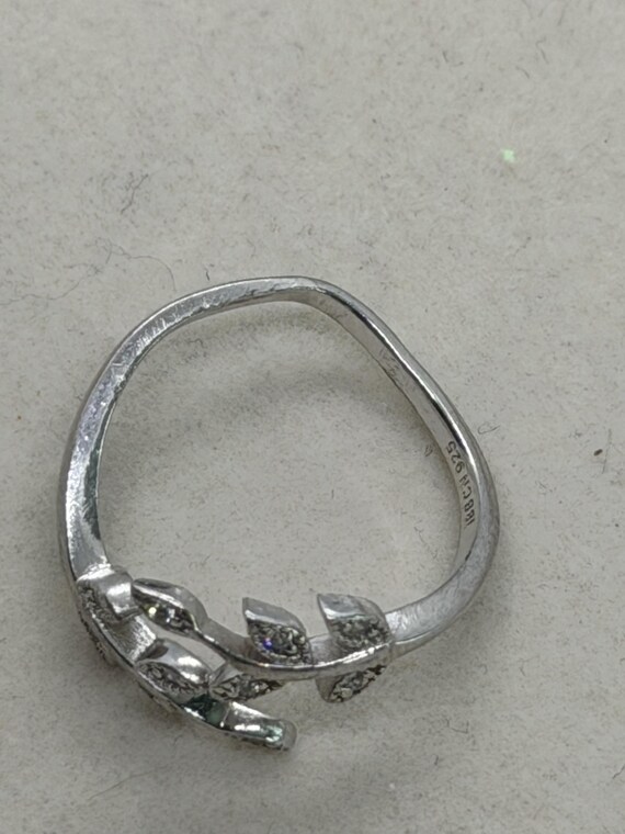 Sterling Silver Leaf Ring 925 Signed Adjustable S… - image 4