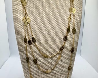 Złoty naszyjnik z liściami, 18 cali, wielopasmowy, delikatny, minimalistyczny, naturalny