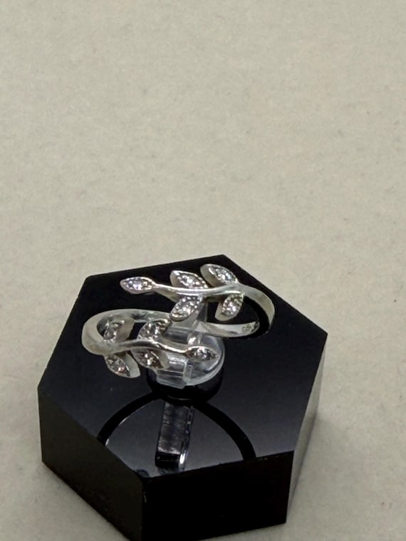 Sterling Silver Leaf Ring 925 Signed Adjustable S… - image 3