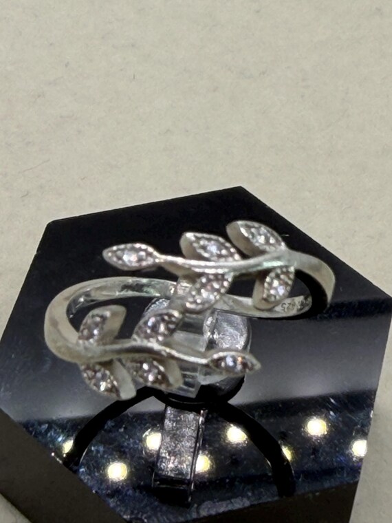Sterling Silver Leaf Ring 925 Signed Adjustable S… - image 1