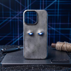 Handcrafted LED Glowing Eyes Phone Case, Cyberpunk Aesthetic 3D Eye iPhone Cover,Futuristic Techwear Accessory, Unique Custom Gift for Gamer