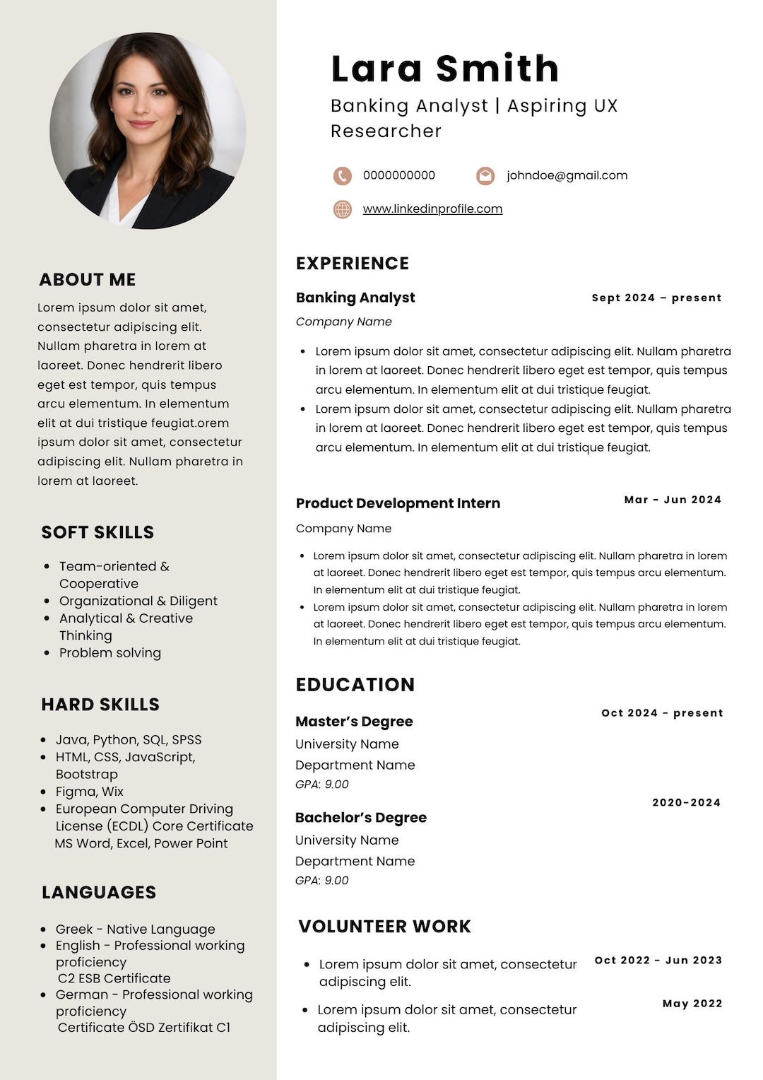 Minimal Professional CV Template – Instant Download for Resume - Etsy