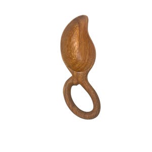 Cuillère en bois faite main - Cuillère à mangue avec manche annelé (SPN 80)