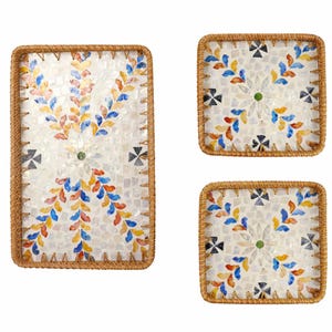 Handcrafted Rectangle Rattan Serving Tray with Mother of Pearl Inlay Tray02