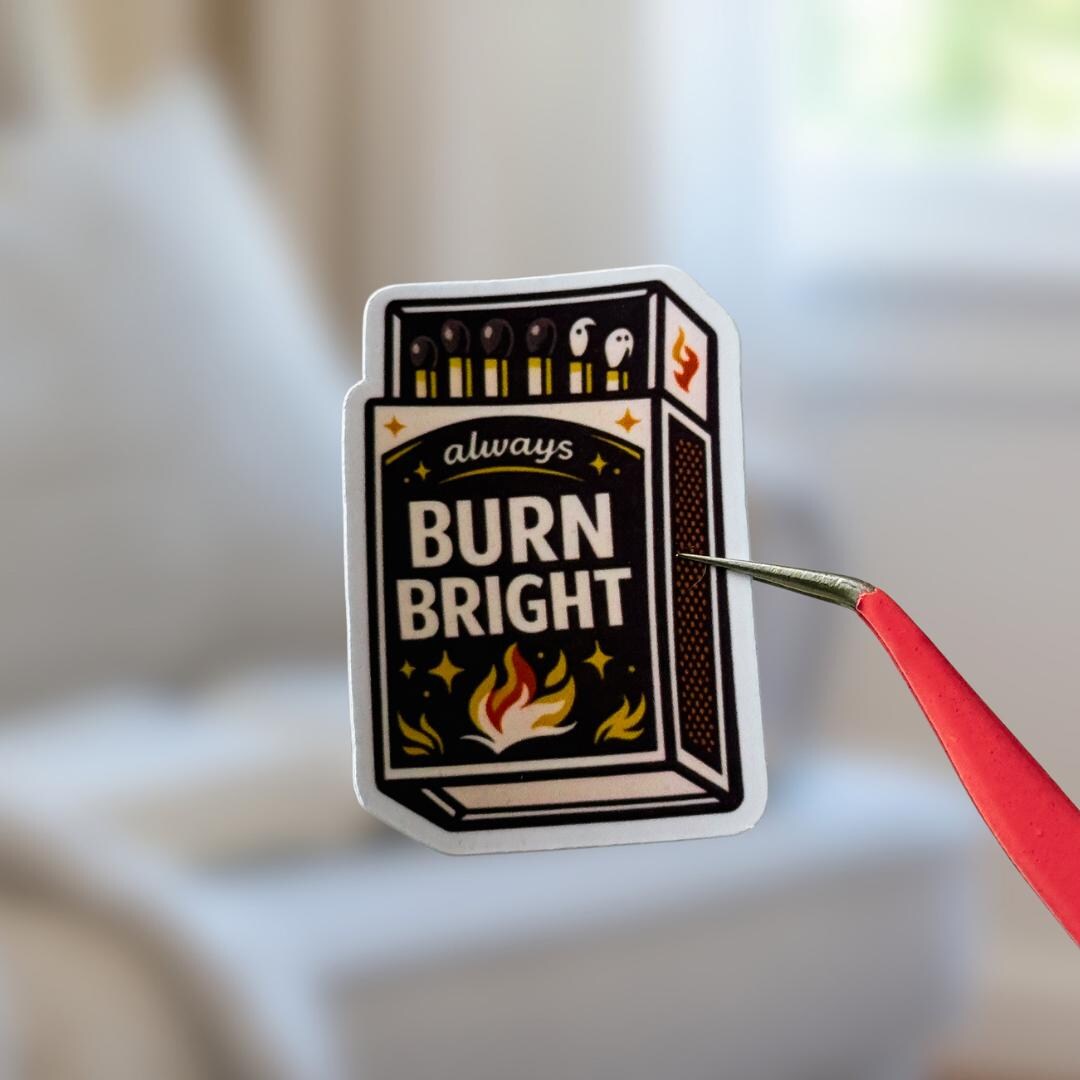Burn Bright Matchbox Holographic Sticker | Retro Vinyl Decal | Mental ...