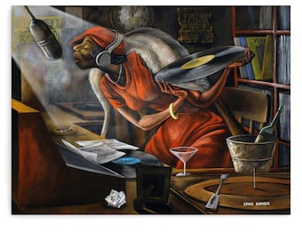 Ernie Barnes Jazz Singer Canvas Print, Black Art Music Wall Decor, African American Art, Vintage Soul Music Wall Art