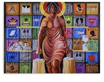 La carga de la feminidad negra, de Ernie Barnes. Impresión en lienzo. Arte mural sobre la historia afroamericana.