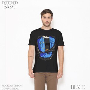 Dragon Ball Android 18 Jacket T-Shirt, Torn Blue Manga Style, Unisex Cotton