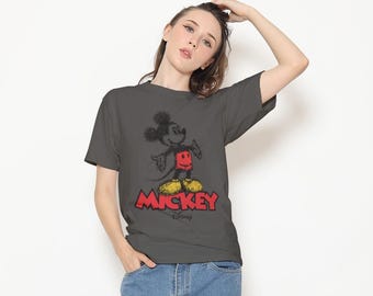 Mickey Mouse T-Shirt, Red Pants Yellow Gloves, Western Cartoon Tee, Unisex Cotton