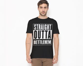 Bethlehem Typography T-Shirt, Bold Uppercase Box Text, Block Lettering Tee, Unisex Cotton