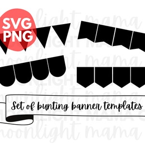 bunting banner SVG bundle - bunting banner cut file - silhouette - cricut - scallop banner - flag banner