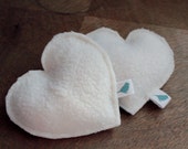 Eco-Friendly Heart Shaped Rice Hand Warmers - Creamy White - Reusable, Microwavable, Gift-Wrapped, hot hands, pocket warmers