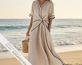 Linen Summer Dress, Loose Fitting Dress Multicolour