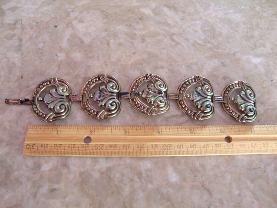 VINTAGE COPPER ORNATE Bold Pattern Linked Oxidize… - image 8