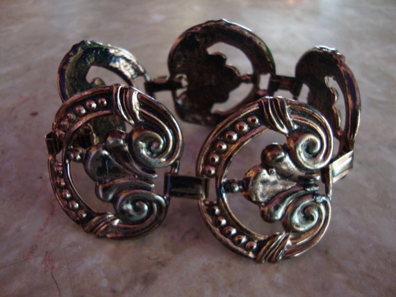 VINTAGE COPPER ORNATE Bold Pattern Linked Oxidize… - image 2