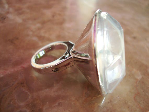 CLEAR TRANSPARENT ALUMINUM Silver Solitaire Plast… - image 7