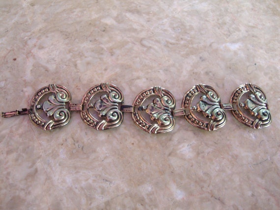 VINTAGE COPPER ORNATE Bold Pattern Linked Oxidize… - image 4