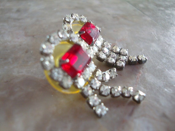 Gorgeous VINTAGE DECO RUBY Glass Step Cut Rectang… - image 9