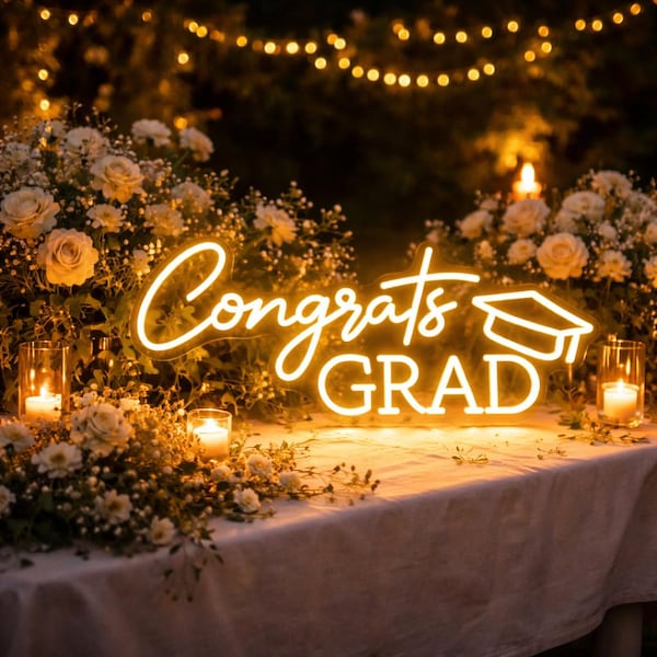 Abschluss-Neonzeichen, Glückwunsch-Graduiertendekor, benutzerdefiniertes Abschlussgeschenk, Party-Hintergrund, Klasse von 2026-Dekoration
