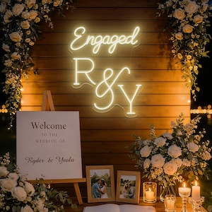 Letrero de neón personalizado con iniciales para parejas: luz LED personalizada con el nombre para bodas, decoración romántica para la pared, idea de regalo para compromiso y aniversario.