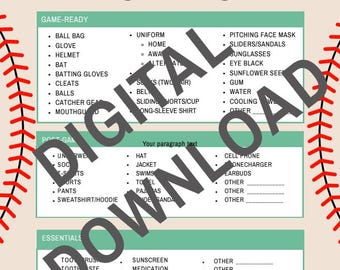 Travel Baseball Packing List: Player & Fan Essentials (Digital Download)
