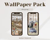 2 Aesthetic Vintage Phone Wallpapers Pack | Brown,Red Decor Backgrounds |Minimalist Digital Download iPhone & Android Lockscreen  |1440x3200