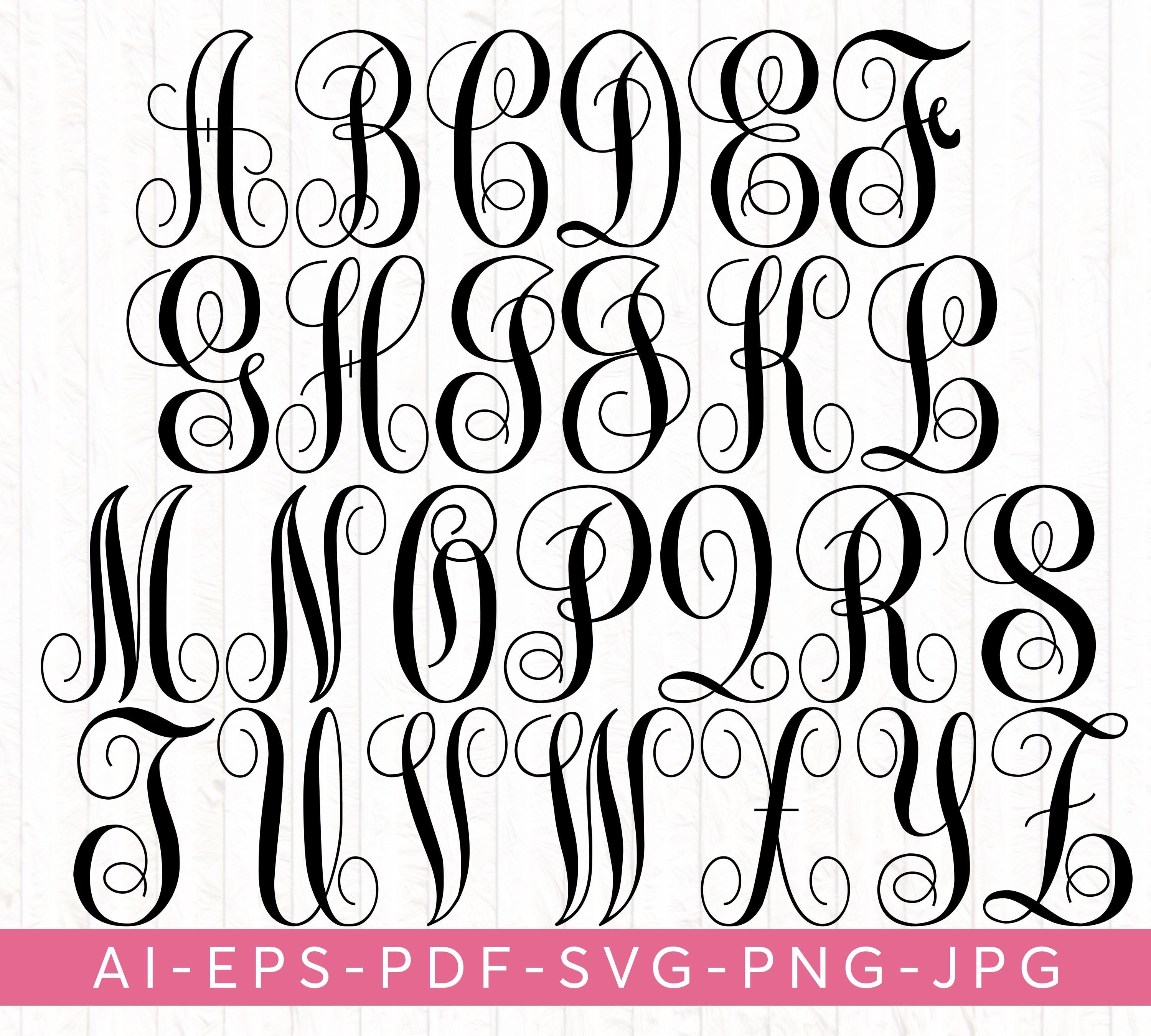 Soft Script Font Monogram Custom Interlocking Monogram Font SVG-PNG | Script Font Monogram Svg ...