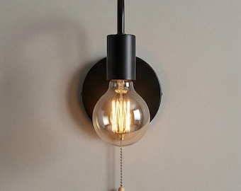Luminária de parede industrial preta, arandela moderna E27, luminária de cabeceira para quarto, luminária de parede minimalista.