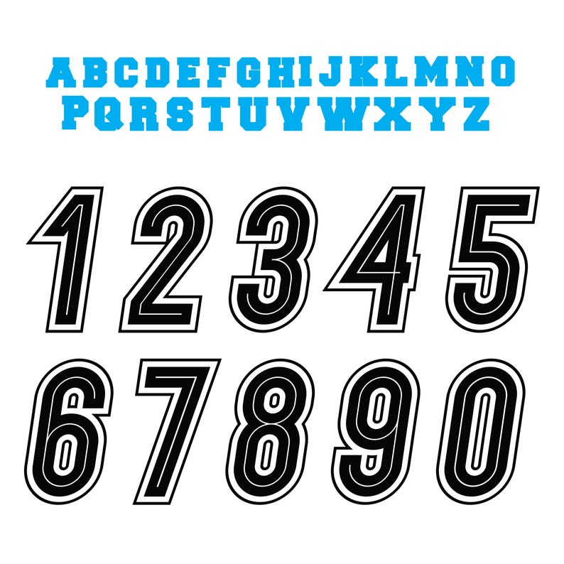 Jersey Numbers Bundle SVG PNG JPG | Football Basketball Numbers 0-9 Svg ...