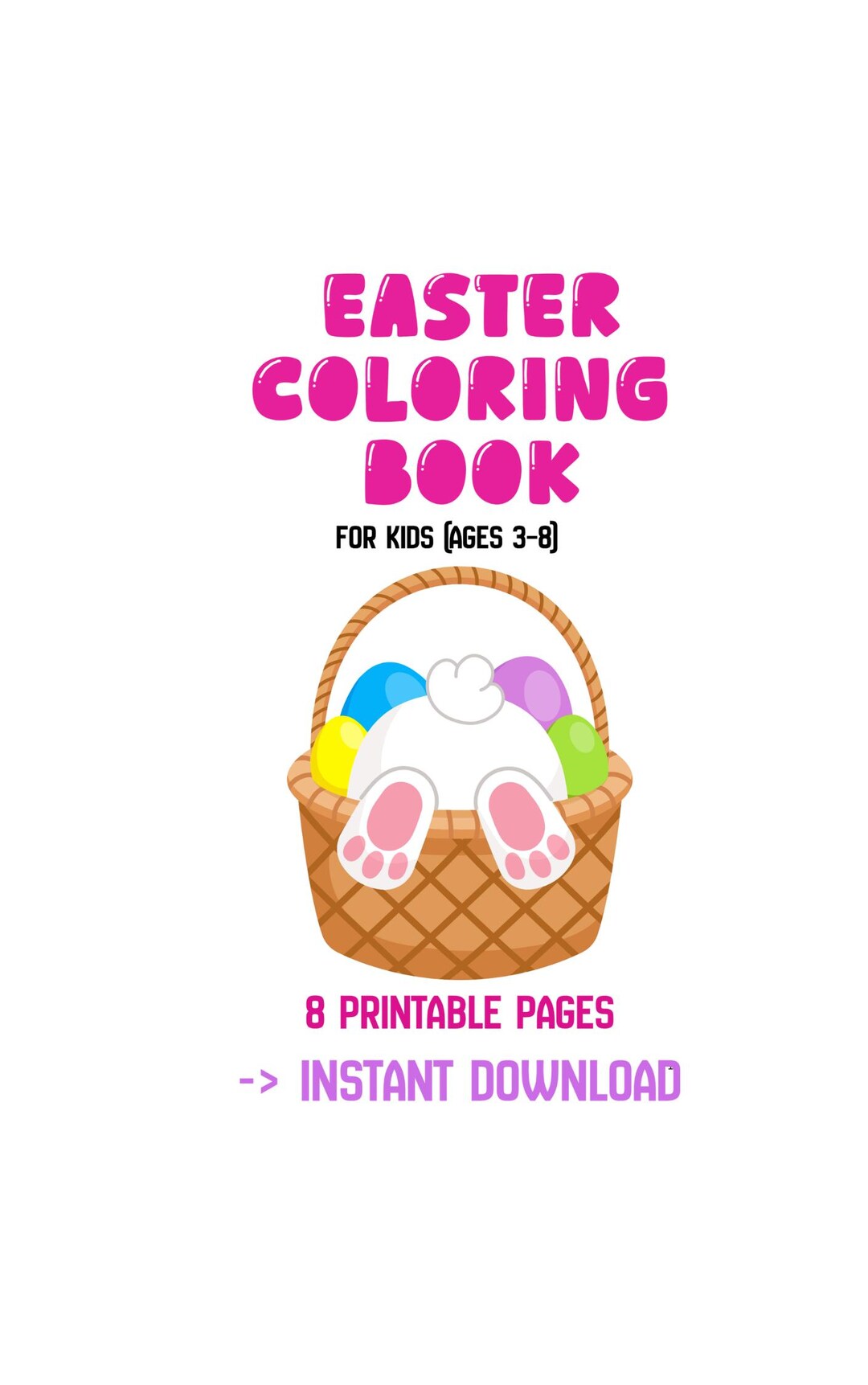 Easter Coloring Book for Kids, Printable Bunny Pages (digital Download ...