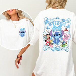 Coquette Bow Lilo and Stitch T-shirt, Disney Stitch Shirt, Magic Kingdom Shirt, Disneyland Shirt, Girly Women Disney Trip Comfort Colors image 2