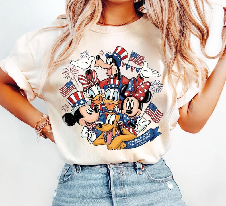 Mickey and Friends 4th July 2026 Shirt, Disney Independence Day Tee, Disneyland Family, Walt Disney World T-shirt image 1