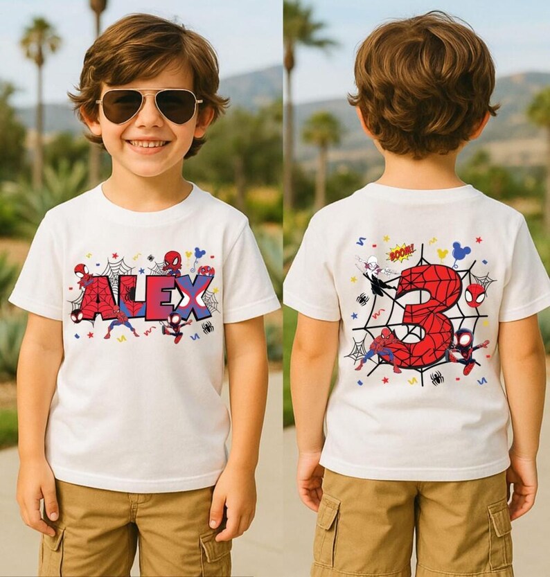 Personalized Disneyland Spiderman Birthday Shirt, Spidey Party Tee, Matching Family Sweatshirt Bild 2