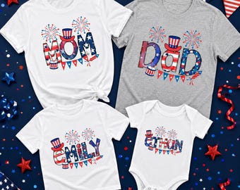 Personalized Fourth Of July Family Shirt, Custom Patriotic Name Pattern Tee, Matching USA Independence Day Celebration Outfit 2026