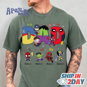 Custom Dad Mom Avengers Father's Day Shirt | Superhero Dad Shirt | Deadpool Hulk Spider Man Shirt | Gift For Dad Shirt afbeelding 1