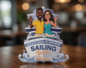 Imán "Compañeros de crucero para toda la vida", imán personalizado para puerta con foto de pareja, regalo personalizado para decorar el camarote de vacaciones en cruceros.
