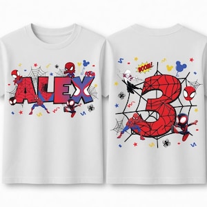 Personalized Disneyland Spiderman Birthday Shirt, Spidey Party Tee, Matching Family Sweatshirt Bild 1