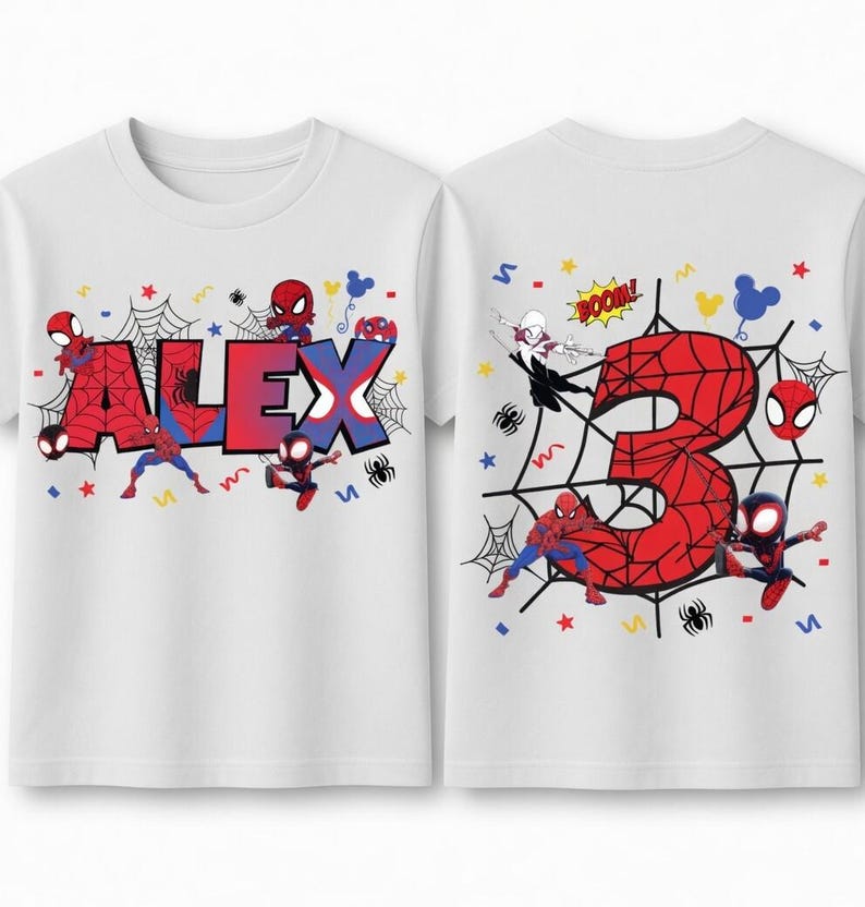 Personalized Disneyland Spiderman Birthday Shirt, Spidey Party Tee, Matching Family Sweatshirt Bild 1