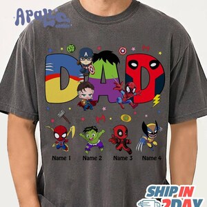 Custom Dad Mom Avengers Father's Day Shirt | Superhero Dad Shirt | Deadpool Hulk Spider Man Shirt | Gift For Dad Shirt afbeelding 4