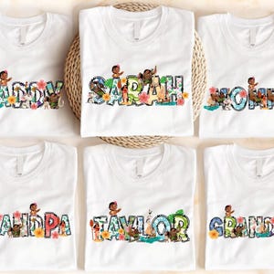 Disney Princess Moana Shirt, Disney Moana Maui Shirt, Personalized Moana Name Shirt, Moana Family Matching Shirt, Hei Hei and Pua Sweatshirt image 1