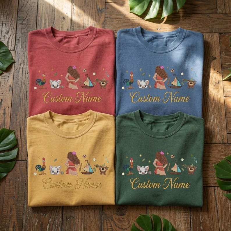 Custom Name EMBROIDERED Disney Princess Moana TShirt Sweatshirt Hoodie, I Am Moana Pua Pig Hei Hei Tee, Disney Girls Trip, Magic Kingdom image 1