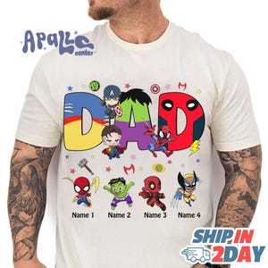 Custom Dad Mom Avengers Father's Day Shirt | Superhero Dad Shirt | Deadpool Hulk Spider Man Shirt | Gift For Dad Shirt afbeelding 3