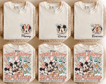 Comfort Colors Custom Birthday Crew Shirt, Personalized Character Family Tee, Happy Birthday Vacation Outfit for Kids